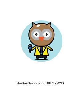 Vector illustration design of a cute singing owl