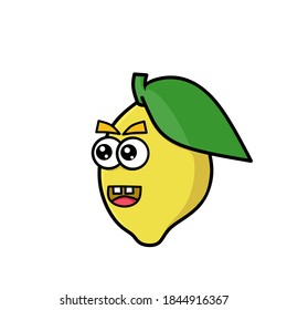 vector illustration design of cute yellow lemon fruit character with eyes and mouth