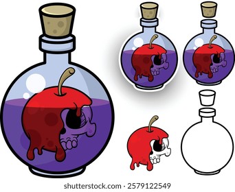 Vector Illustration Design of Danger Symbol Potion Bottle With Skull, eps 10, editable.