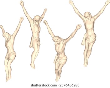 Vector illustration design of decorative ornament of saint statue in crucifixion pose for home decoration