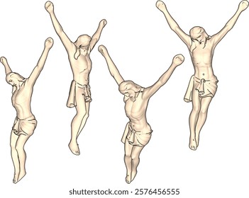 Vector illustration design of decorative ornament of saint statue in crucifixion pose for home decoration