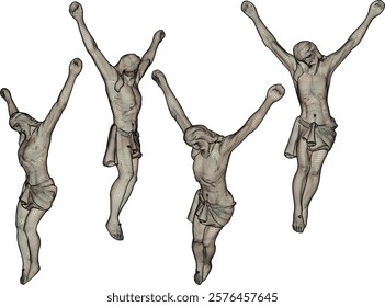 Vector illustration design of decorative ornament of saint statue in crucifixion pose for home decoration