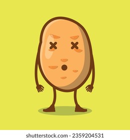 Vector Illustration Design of a Delightfully Dizzy Hand-Drawn Adorable Potato Character