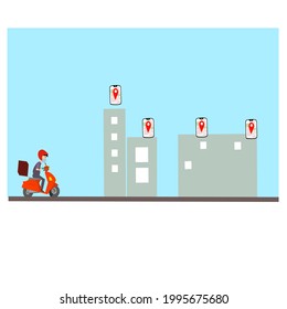 Vector illustration or design of a delivery boy out for delivery 