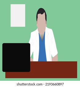 vector illustration design of a doctor playing a laptop