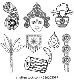 vector illustration of design for Dussehra decoration with Durga