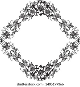 Vector illustration design elegant flower frame for greeting card hand drawn