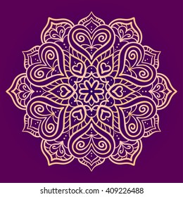 vector illustration, design element, circuit, mandala, abstract, ornament in a circle,  east, ethnic style, lace, heart, flower