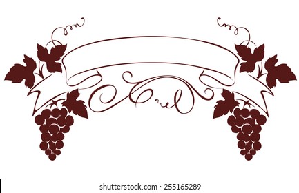Vector illustration, design element -- grape with ribbon