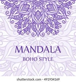 vector illustration, design element, mandala, oriental ornament, boho style, card or invitation