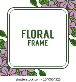 Vector illustration design element purple floral frame hand drawn