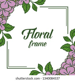 Vector illustration design element purple floral frame hand drawn
