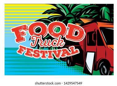 Vector illustration with design elements for advertising street food festival.