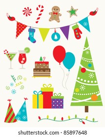 Vector illustration of design elements for Christmas party.