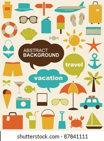 Vector illustration of design elements related to travel and vacation.