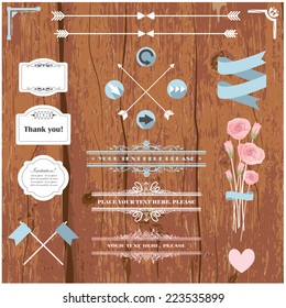 Vector illustration of design elements for wedding invitations, birthdays, scrapbook