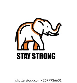 Um desenho de ilustração vetorial de um elefante. A imagem é isolada em um fundo branco. É um desenho de estilo cartoon, adequado para vários desenhos. Mantenha-se forte.