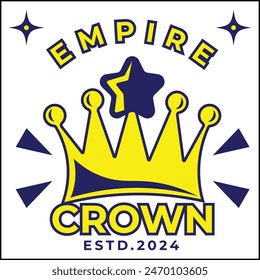 vector illustration design of empire crown with crown and stars in yellow and blue colors in simple style. suitable for logos, icons, posters, advertisements, banners, companies, t-shirt designs, web.