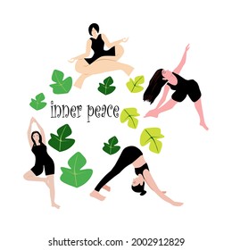 Vector illustration or design of everyday yoga routine at home 