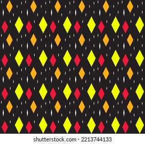 Ilustración vectorial. Diseño para tela, patrón geométrico étnico sin soldadura, estrellas, flor, multicolor, fondo, cortina, alfombra, papel pintado, ropa, envoltura, batik, alfombra, abstracto, tejido