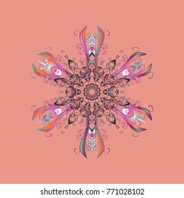 Vector illustration. Design for Fabric or Wallpaper. Stylized Flowers. Ethnic of Lace Snowflakes. Decorative Texture Background of Mandalas. Folk Style. Lacy Fashion Print for Textile.