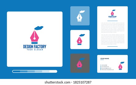 Vector illustration of design factory logo design template. Isolated on a colored background.