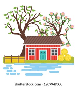 
Vector illustration design of a farmhouse
