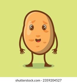 Vector Illustration Design Featuring a Hand-Drawn, Timid Potato Character