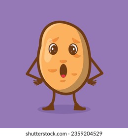 Diseño de la ilustración vectorial con un carácter de batata de mano que expresa rabia y sorpresa