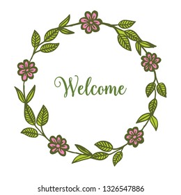 Vector illustration design floral frame with card welcome hand drawn