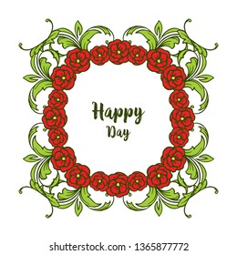 Vector illustration design floral frame with invitation happy day hand drawn