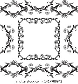 Vector illustration design flower frame for wallpaper on a white backdrop
