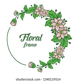 Vector illustration design frame floral foliage green hand drawn