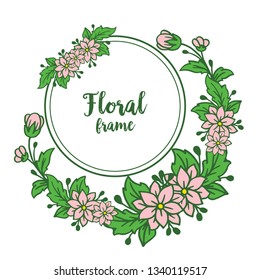 Vector illustration design frame floral foliage green hand drawn