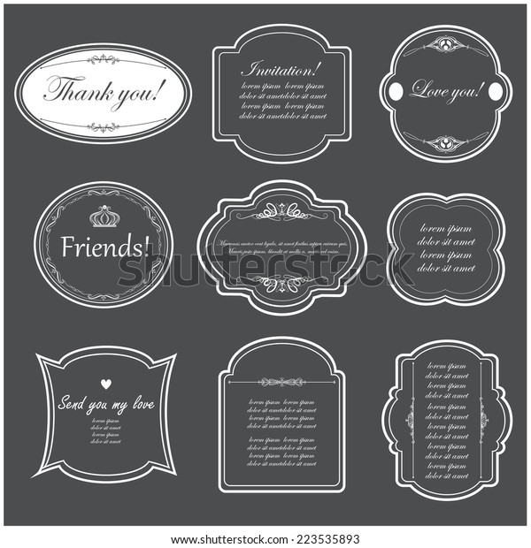 Vector illustration of design frames for\
wedding invitations, birthdays,\
scrapbook