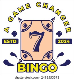 vector illustration design of a game changer with bingo cards in peach and blue colors in a simple style. suitable for logos, icons, posters, advertisements, banners, companies, t-shirt designs, web.