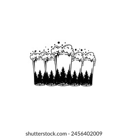vector illustration design of a glass containing beer on a blue and white background. Suitable for stickers, posters or printed on t-shirts