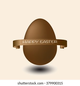 Vector illustration design, golden easter egg with banner HAPPY EASTER.