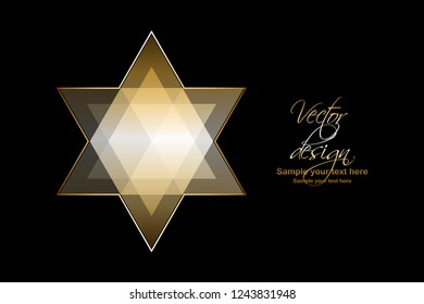 Vector illustration of Vector design. Golden star of david