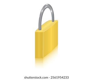 vector illustration design of a golden yellow padlock which is usually used to lock doors or boxes or chests and so on