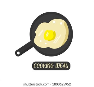 Vector illustration design graphic flat design cooking concept with egg on frying pan minimalist background
