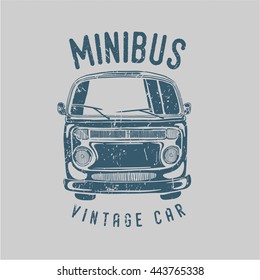 vector illustration design graphic prints for T-shirts. Vintage car Minibus