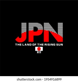 Vektorgrafik. Design-Grafiken für T-Shirts. Tokio ist die Hauptstadt von Japan. Übersetzung aus dem Japanischen: Tokio