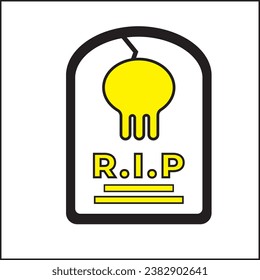 vector illustration design of grave with skull head in yellow color. suitable for logos, icons, posters, t-shirt designs, stickers, websites, concepts, advertisements.