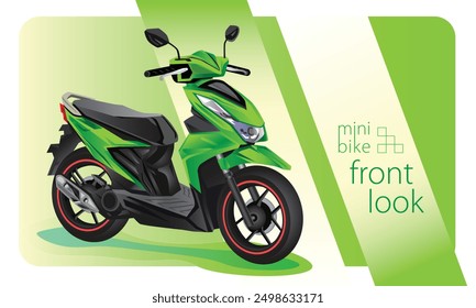 Vector illustration design of a green scooter. The scooter has a small engine capacity and is popular in Indonesia