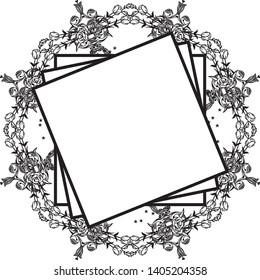 Vector illustration design of greeting card with various pattern flower frame hand drawn