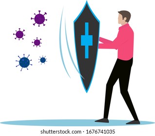Vector illustration design guarding against virus bacteria