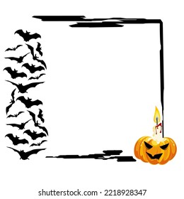 Vector illustration or design of Halloween with scary spooky graveyard spider web bat pumpkin in a moonlit night 