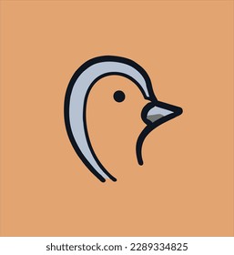 vector illustration design, hand drawn, penguin head, cartoon penguin head icon for logo