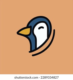 vector illustration design, hand drawn, penguin head, cartoon penguin head icon for logo